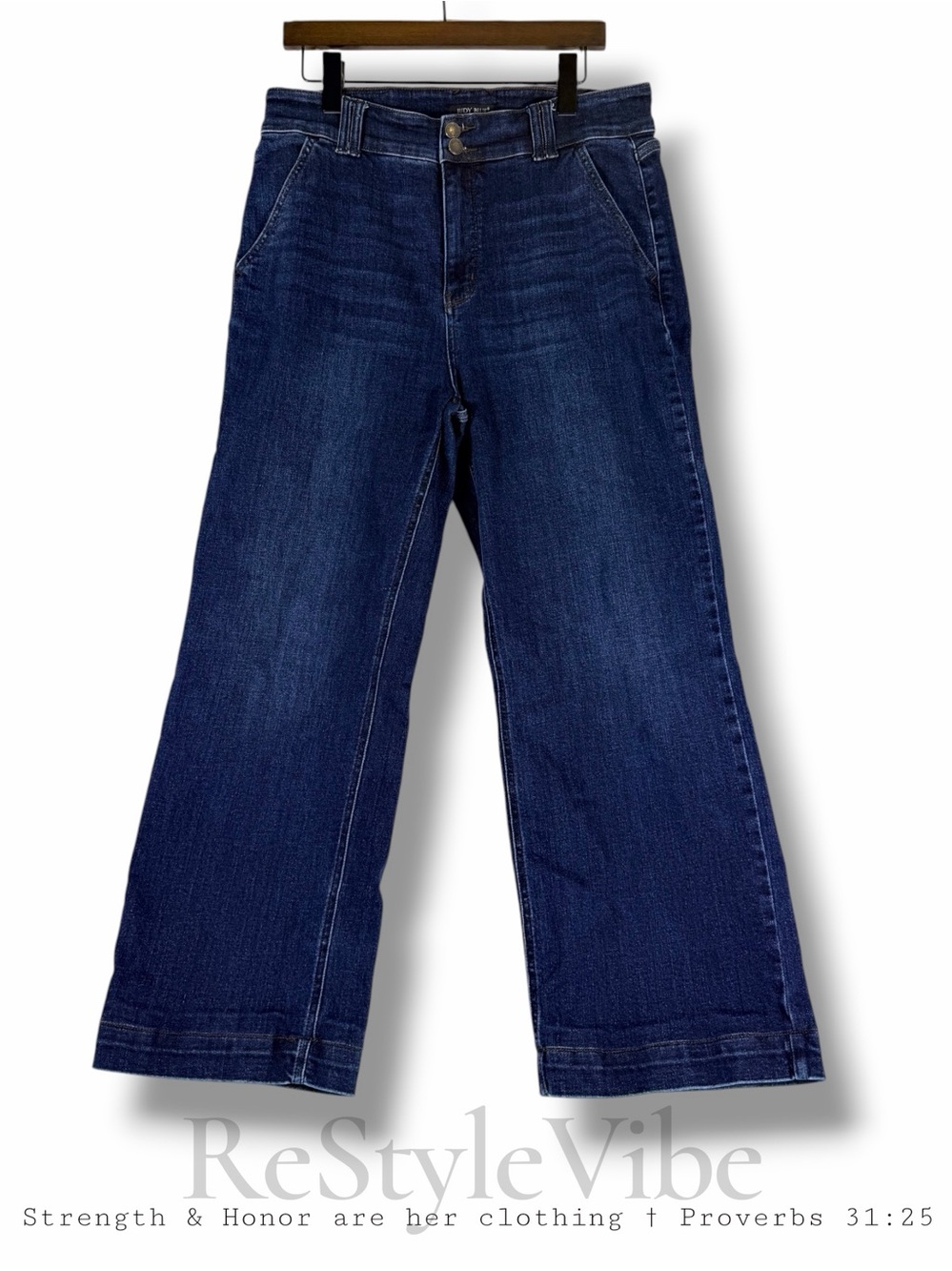 JUDY BLUE Women’s Size 15/32 Denim Jeans Wide Leg Style Fit High Rise Stretch